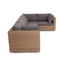  "Лунго" трансформирующийся диван из искусственного ротанга (гиацинт), цвет соломенный, фото 3 