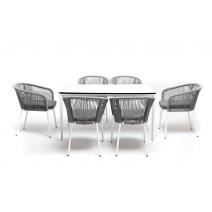  "Малага" обеденная группа на 6 персон со стульями "Марсель", каркас белый, роуп светло-серый, фото 3 