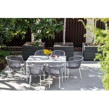  "Малага" обеденная группа на 6 персон со стульями "Марсель", каркас белый, роуп светло-серый, фото 10 