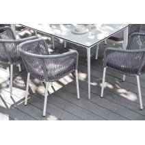  "Малага" обеденная группа на 6 персон со стульями "Марсель", каркас белый, роуп светло-серый, фото 11 