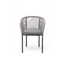  "Марсель" стул плетеный из роупа, каркас алюминий темно-серый (RAL7024), роуп светло-серый круглый, ткань светло-серая, фото 2 