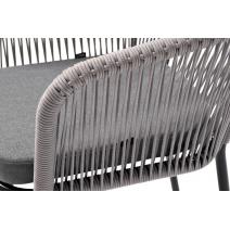  "Марсель" стул плетеный из роупа, каркас алюминий темно-серый (RAL7024), роуп светло-серый круглый, ткань светло-серая, фото 5 