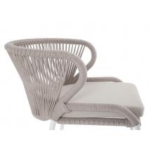  "Милан" стул плетеный из роупа, каркас алюминий белый шагрень, роуп бежевый круглый, ткань бежевая, фото 4 
