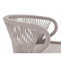  "Милан" стул плетеный из роупа, каркас алюминий белый шагрень, роуп бежевый круглый, ткань бежевая, фото 5 