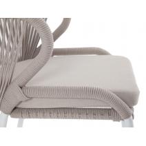  "Милан" стул плетеный из роупа, каркас алюминий белый шагрень, роуп бежевый круглый, ткань бежевая, фото 6 