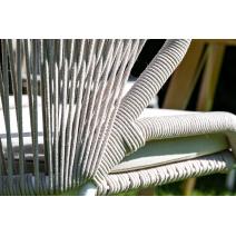  "Милан" стул плетеный из роупа, каркас алюминий белый шагрень, роуп бежевый круглый, ткань бежевая, фото 15 