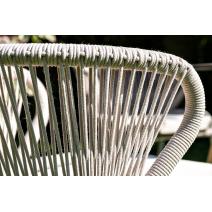  "Милан" стул плетеный из роупа, каркас алюминий белый шагрень, роуп бежевый круглый, ткань бежевая, фото 16 