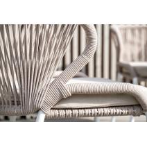  "Милан" стул плетеный из роупа, каркас алюминий белый шагрень, роуп бежевый круглый, ткань бежевая, фото 22 