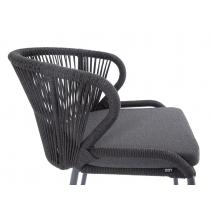  "Милан" стул плетеный из роупа, каркас алюминий темно-серый (RAL7024) шагрень, роуп темно-серый круглый, ткань темно-серая, фото 4 