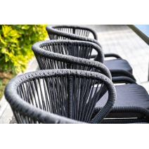  "Милан" стул плетеный из роупа, каркас алюминий темно-серый (RAL7024) шагрень, роуп темно-серый круглый, ткань темно-серая, фото 11 