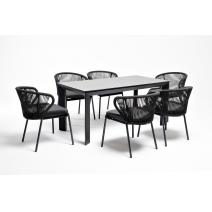  "Венето" обеденная группа на 6 персон со стульями "Милан", каркас темно-серый, роуп темно-серый, фото 2 