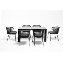  "Венето" обеденная группа на 6 персон со стульями "Милан", каркас темно-серый, роуп темно-серый, фото 3 