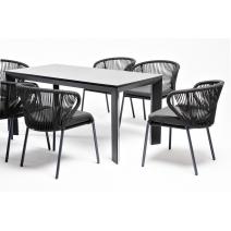 "Венето" обеденная группа на 6 персон со стульями "Милан", каркас темно-серый, роуп темно-серый, фото 5 