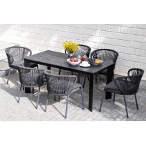  "Венето" обеденный стол из HPL 160х80см, цвет "серый гранит", каркас черный, фото 8 