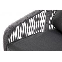  "Канны" диван 3-местный плетеный из роупа, каркас алюминий белый шагрень, роуп светло-серый круглый, ткань бежевая, фото 4 