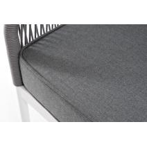 "Канны" диван 3-местный плетеный из роупа, каркас алюминий белый шагрень, роуп светло-серый круглый, ткань бежевая, фото 8 