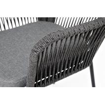  "Лион" стул плетеный из роупа, каркас из стали темно-серый (RAL7024) шагрень, роуп темно-серый круглый, ткань серая, фото 4 