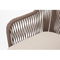  "Лион" стул плетеный из роупа, каркас из стали коричневый (RAL8016) муар, роуп коричневый круглый, ткань бежевая, фото 4 