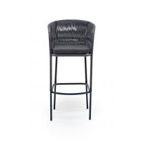  "Бордо" стул барный плетеный из роупа (колос), каркас из стали серый (RAL7022) муар, роуп серый 15мм, ткань темно-серая, фото 2 