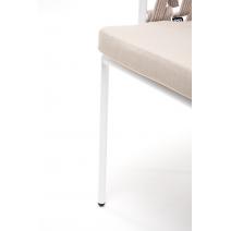  "Диего" стул плетеный из роупа, каркас из стали белый, роуп бежевый круглый, ткань бежевая, фото 9 