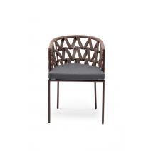  "Диего" стул плетеный из роупа, каркас из стали коричневый (RAL8016) муар, роуп коричневый круглый, ткань серая, фото 3 