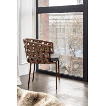  "Диего" стул плетеный из роупа, каркас из стали коричневый (RAL8016) муар, роуп коричневый круглый, ткань серая, фото 12 