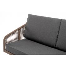  "Канны" диван 2-местный плетеный из роупа, каркас алюминий белый, роуп коричневый круглый, ткань серая, фото 5 