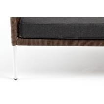  "Канны" диван 2-местный плетеный из роупа, каркас алюминий белый, роуп коричневый круглый, ткань серая, фото 7 