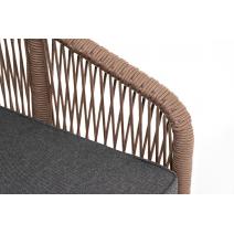  "Канны" кресло плетеное из роупа, каркас алюминий белый, роуп коричневый круглый, ткань серая, фото 4 