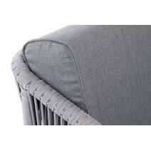  "Канны" кресло плетеное из роупа, каркас алюминий белый шагрень, роуп светло-серый круглый, ткань серая, фото 4 
