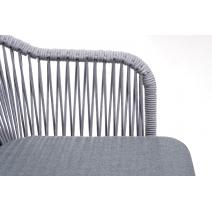  "Лион" стул плетеный из роупа, каркас из стали белый, роуп светло-серый круглый, ткань светло-серая, фото 4 