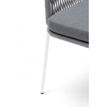  "Лион" стул плетеный из роупа, каркас из стали белый, роуп светло-серый круглый, ткань светло-серая, фото 8 
