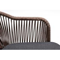  "Лион" стул плетеный из роупа, каркас из стали серый (RAL7022), роуп коричневый круглый, ткань темно-серая, фото 4 