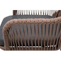  "Лион" стул плетеный из роупа, каркас из стали серый (RAL7022), роуп коричневый круглый, ткань темно-серая, фото 5 