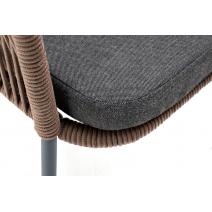  "Лион" стул плетеный из роупа, каркас из стали серый (RAL7022), роуп коричневый круглый, ткань темно-серая, фото 6 