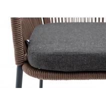  "Лион" стул плетеный из роупа, каркас из стали серый (RAL7022), роуп коричневый круглый, ткань темно-серая, фото 7 