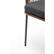  "Лион" стул плетеный из роупа, каркас из стали серый (RAL7022), роуп коричневый круглый, ткань темно-серая, фото 8 