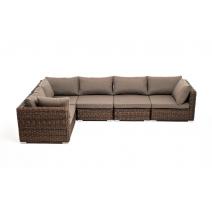  "Лунго" трансформирующийся диван из искусственного ротанга (гиацинт), цвет коричневый, фото 2 