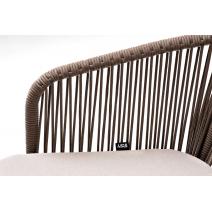  "Марсель" стул барный плетеный из роупа, каркас из стали белый, роуп коричневый круглый, ткань бежевая, фото 6 