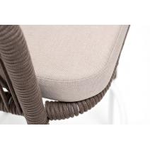  "Марсель" стул барный плетеный из роупа, каркас из стали белый, роуп коричневый круглый, ткань бежевая, фото 7 