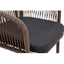  "Марсель" стул барный плетеный из роупа, каркас из стали коричневый (RAL8016) муар, роуп коричневый круглый, ткань темно-серая, фото 4 