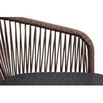  "Марсель" стул барный плетеный из роупа, каркас из стали коричневый (RAL8016) муар, роуп коричневый круглый, ткань темно-серая, фото 6 