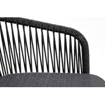  "Марсель" стул барный плетеный из роупа, каркас из стали серый (RAL7022), роуп темно-серый круглый, ткань темно-серая, фото 5 