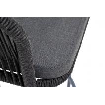  "Марсель" стул барный плетеный из роупа, каркас из стали серый (RAL7022), роуп темно-серый круглый, ткань темно-серая, фото 6 