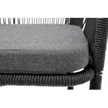  "Марсель" стул барный плетеный из роупа, каркас из стали серый (RAL7022), роуп темно-серый круглый, ткань темно-серая, фото 7 