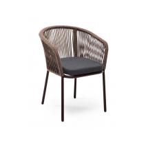  "Марсель" стул плетеный из роупа, каркас алюминий коричневый (RAL8016) муар, роуп коричневый круглый, ткань темно-серая, фото 2 