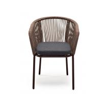  "Марсель" стул плетеный из роупа, каркас алюминий коричневый (RAL8016) муар, роуп коричневый круглый, ткань темно-серая, фото 3 