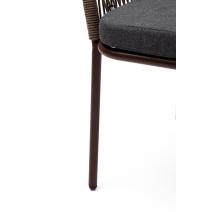  "Марсель" стул плетеный из роупа, каркас алюминий коричневый (RAL8016) муар, роуп коричневый круглый, ткань темно-серая, фото 8 