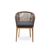  "Марсель" стул плетеный из роупа, основание дуб, роуп коричневый круглый, ткань темно-серая, фото 3 