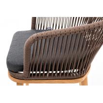  "Марсель" стул плетеный из роупа, основание дуб, роуп коричневый круглый, ткань темно-серая, фото 5 